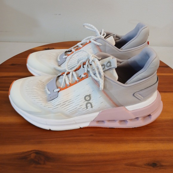 On Running Shoes - On Running Cloudnova Flux Women's Running Shoes Sneakers White Pink 6.5